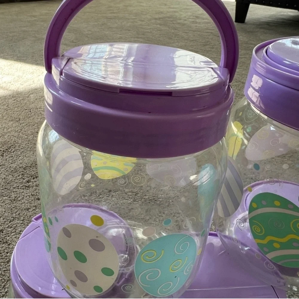 Easter Egg Design Party Jars with Purple Lids